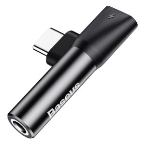 Adaptor Type-C la port Type-C si port Jack 3.5mm Baseus L41 Black (1A max, 2 in 1)