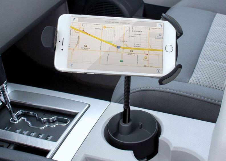 suport auto, suport auto pentru telefon, suport auto de tip pahar, suport auto negru, bord masina, consola masina