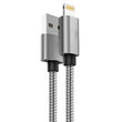 Lemontti Cablu Bending Aluminum USB-A la Lightning MFI, 1.5m, Gri
