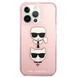 Husa iPhone 13  Karl Lagerfeld Glitter Karl's & Choupette Roz