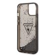 Husa iPhone 14 Guess Liquid Glitter Translucent Triangle Logo Black