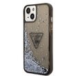 Husa iPhone 14 Guess Liquid Glitter Translucent Triangle Logo Black