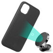Husa iPhone 11 Pro Max Meleovo Saffiano Magnetic Black (placuta metalica integrata)
