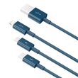 Cablu Baseus USB la Lightning, MicroUSB si Type-C Superior 3 in 1, 3,5 A,1,5m, Albastru