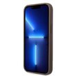 Husa iPhone 14 Guess Leather 4G Metal Logo Brown