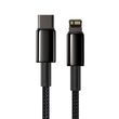 Cablu Type-C la Lightning Baseus Tungsten Gold Fast Charging PD 20W Black (1m, impletitura nylon)