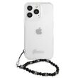 Husa iPhone 13 Pro Guess Script & Black Pearls Transparent