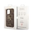Husa iPhone 14 Pro Max Guess Leather 4G Metal Logo Brown