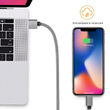 Lemontti Cablu Bending Aluminum USB-A la Lightning MFI, 1.5m, Gri