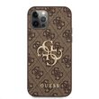 Guess Husa PU 4G Metal Logo iPhone 12 / 12 Pro Maro