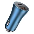 Incarcator Auto USB si Type-C Baseus Golden Contactor Pro Dual Quick Charger Blue + Cablu Type-c la