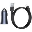 Set Incarcator Auto Baseus Golden Contactor Pro Dual USB si Type-C Quick Charger +Cablu USB la Type-c inclus, 1m,Dark Gray 