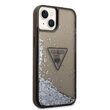 Husa iPhone 14 Plus Guess Liquid Glitter Translucent Triangle Logo Black