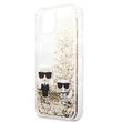 Husa iPhone 13 Karl Lagerfeld Liquid Glitter Karl&Choupette Auriu