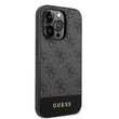 Husa iPhone 14 Pro Max Guess 4G Stripe Metal Logo Grey