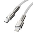 Cablu Type-C la Lightning Baseus Cafule Series Metal PD 20W White (1m, impletitura nylon)