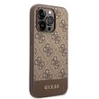 Husa iPhone 14 Pro Max Guess 4G Stripe Metal Logo Brown