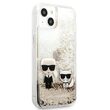 Husa iPhone 13 Karl Lagerfeld Liquid Glitter Karl&Choupette Auriu