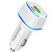 Set Incarcator Auto Borofone BZ14A Mercury cu cablu Type-C la Lightning, 1xUSB, 1xType-C, QC 3.0, Alb