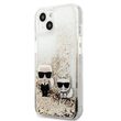 Husa iPhone 13 Karl Lagerfeld Liquid Glitter Karl&Choupette Auriu