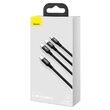 Cablu Type-C la MicroUSB+Lightning+Type-C Baseus 3 in 1 PD 20W Black 1.5m