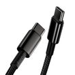 Cablu Type-C la Type-C Baseus Tungsten Gold Fast Charging 100W Black (1m, impletitura nylon)