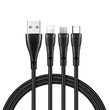 Cablu 3 in 1 Lightning & MicroUSB & Type-C Mcdodo Mamba Series Black (max 3A, 1.2m)