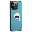 Husa iPhone 13  Karl Lagerfeld Leather Ikonik Karl`s Head Metal Albastru