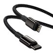 Cablu Type-C la Lightning Baseus Tungsten Gold Fast Charging PD 20W Black (1m, impletitura nylon)