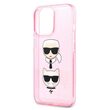 Husa iPhone 13  Karl Lagerfeld Glitter Karl's & Choupette Roz