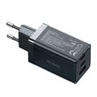 Set Incarcator Retea Mcdodo GaN 5 Mini Fast Charge 65W Dual Type-C+USB+ Cablu Type-c la Type-c, Plug EU Black