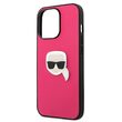 Husa iPhone 13 Pro Karl Lagerfeld Leather Ikonik Karl`s Head Metal Roz