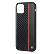 Husa iPhone 11 Pro Meleovo Carbon Black & Red (placuta metalica integrata)