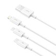 Cablu Fast Charging USB la Lightning, MicroUSB si Type-c Baseus Superior Series 3.5A White 1.5m