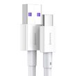 Cablu Fast Charging USB-A la Type-C Baseus Superior Series 66W White 1m