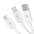 Cablu Fast Charging USB la Lightning, MicroUSB si Type-c Baseus Superior Series 3.5A White 1.5m