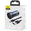 Set Incarcator Auto Baseus Golden Contactor Pro Dual USB si Type-C Quick Charger +Cablu USB la Type-c inclus, 1m,Dark Gray 