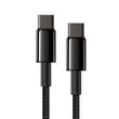 Cablu Type-C la Type-C Baseus Tungsten Gold Fast Charging 100W Black (1m, impletitura nylon)