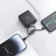 PowerLocus Acumulator extern 10000mAh, 20W PD Fast Charging, cabluri incorporate Type-C si Lightning, Black