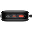 Baseus Acumulator extern Q Pow Digital Display Incarcare Rapida, QC/PD, 20000mAh, 20W, cablu integrat Lightning, Negru