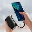 Baseus Acumulator extern Q Pow Digital Display Incarcare Rapida, QC/PD, 20000mAh, 20W, cablu integrat Lightning, Negru