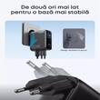 Anker Incarcator Retea Fast Charge 100W, 1 x USB-A, 2 x USB-C, Smart Display, Gri