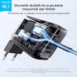 Anker Incarcator Retea Fast Charge 100W, 1 x USB-A, 2 x USB-C, Smart Display, Gri