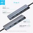 Anker Multihub 7 in 1 USB-C, Dual Monitor USB-C, Dual HDMI Display, 85W Output, Transfer de date de 10Gbps, Gri