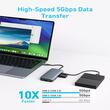 Anker Multihub 8 in 1 USB-A si USB-C, HDMI pentru video 4K si VGA, Transfer de date de 5Gbps, Gri