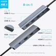 Anker Multihub 8 in 1 USB-A si USB-C, HDMI pentru video 4K si VGA, Transfer de date de 5Gbps, Gri