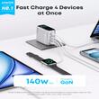 Anker Set Incarcator Retea Fast Charge 140W, Digial Display, 3x USB-C, 1x USB-A, PD 3.1, cablu USB-C inclus, Argintiu
