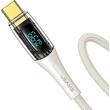 Usams Cablu Digital USB 3.0 la Type-C Fast Charger, PD, 66W, 1.2m, Transparent / Bej