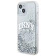 DKNY Husa Liquid Glitter Big Logo iPhone 15 / 14 / 13 Alb