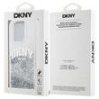 DKNY Husa Liquid Glitter Big Logo iPhone 15 Pro Alb